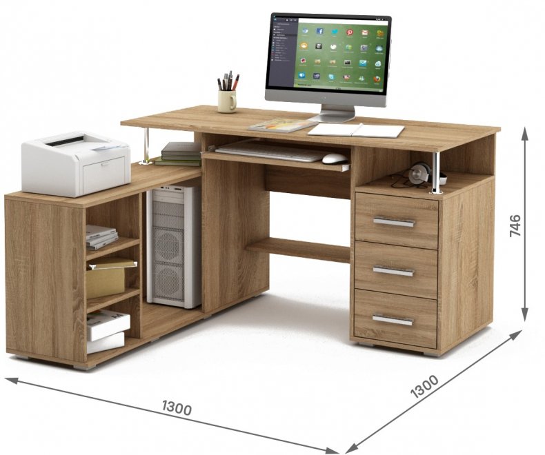 Компьютерный стол Амбер-11К дуб сонома