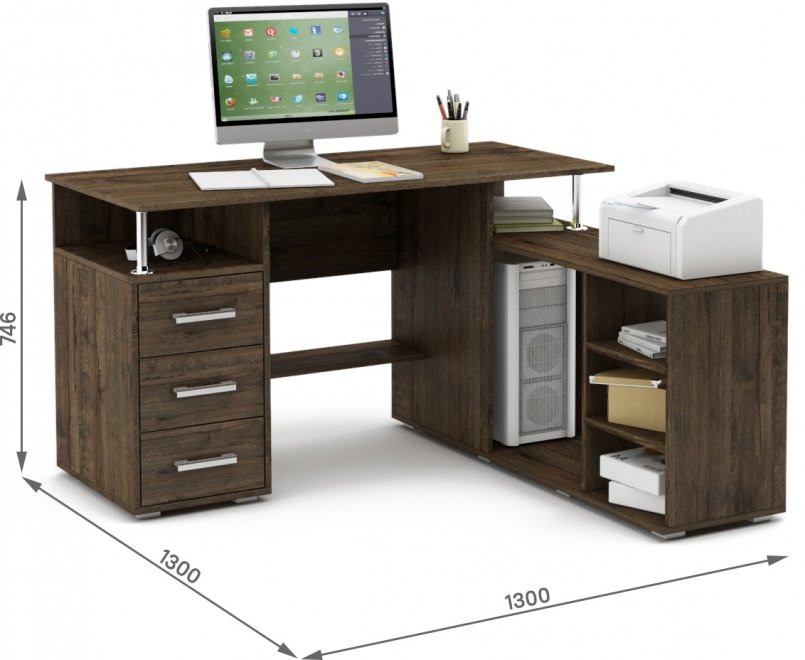 Компьютерный стол Амбер-12 дуб апрель темный