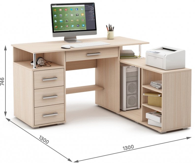 Компьютерный стол Амбер-12Я дуб молочный