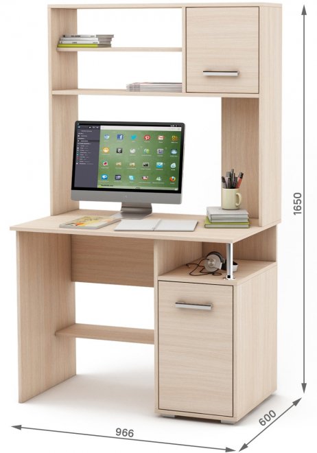 Компьютерный стол Амбер-13 дуб молочный