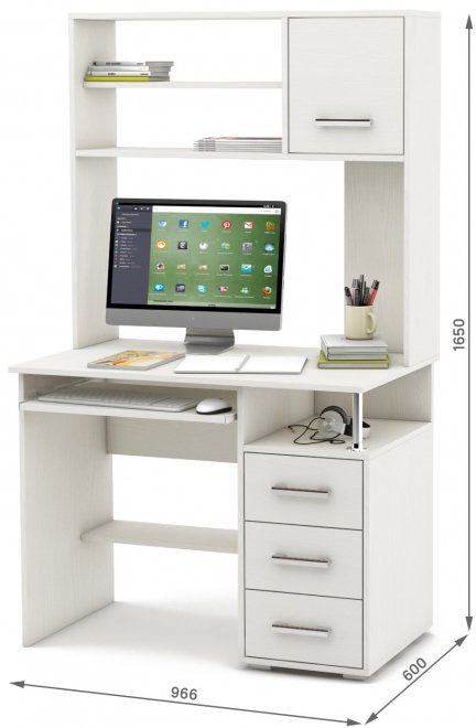 Компьютерный стол Амбер-15К белый