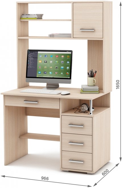 Компьютерный стол Амбер-15Я дуб молочный