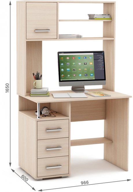 Компьютерный стол Амбер-16 дуб молочный