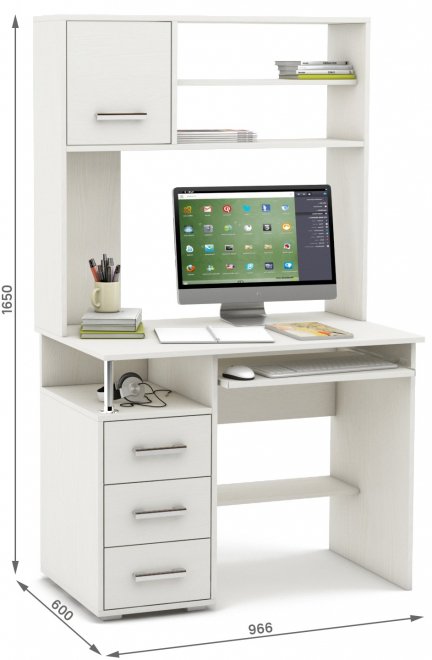 Компьютерный стол Амбер-16К белый