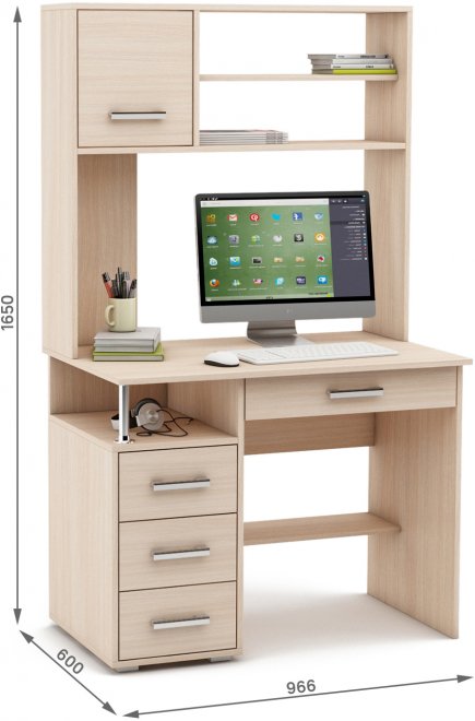 Компьютерный стол Амбер-16Я дуб молочный