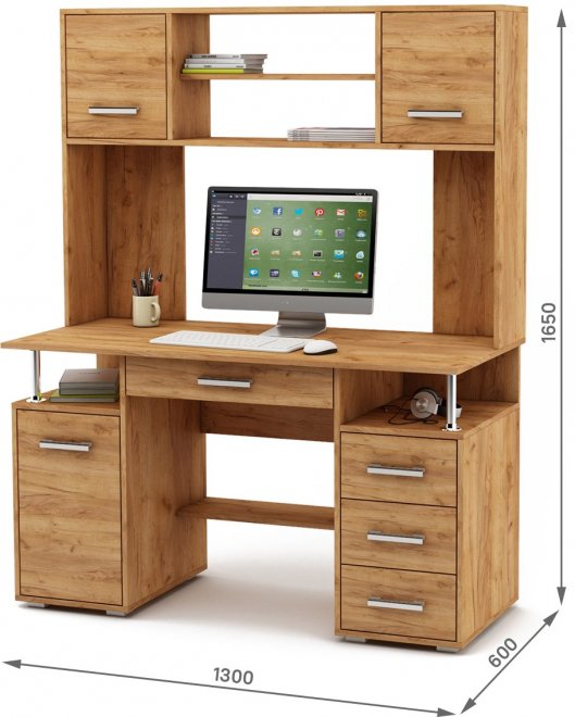 Компьютерный стол Амбер-18Я дуб золотистый