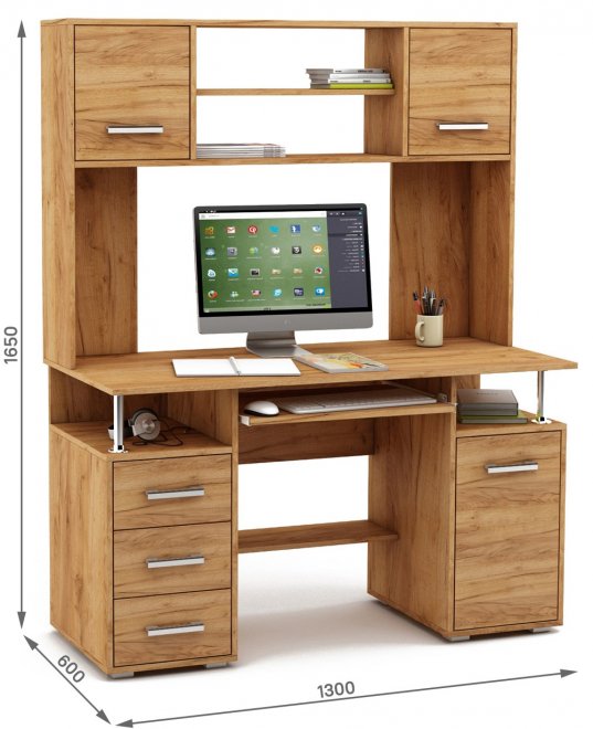 Компьютерный стол Амбер-19К дуб золотистый