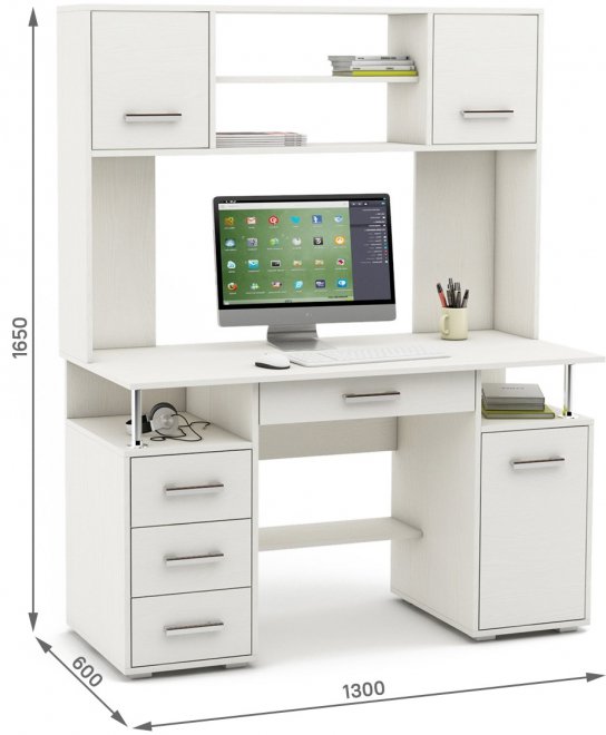 Компьютерный стол Амбер-19Я белый