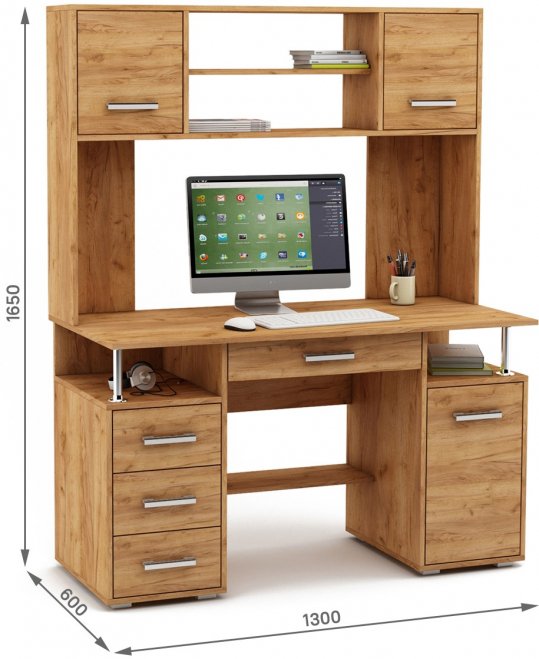 Компьютерный стол Амбер-19Я дуб золотистый