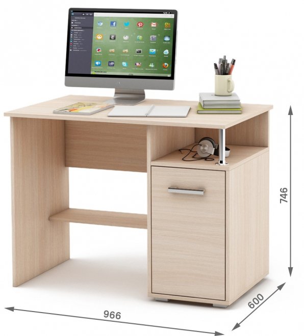 Компьютерный стол Амбер-1 дуб молочный