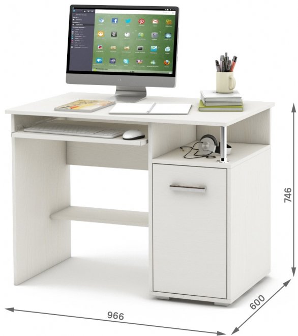 Компьютерный стол Амбер-1К белый