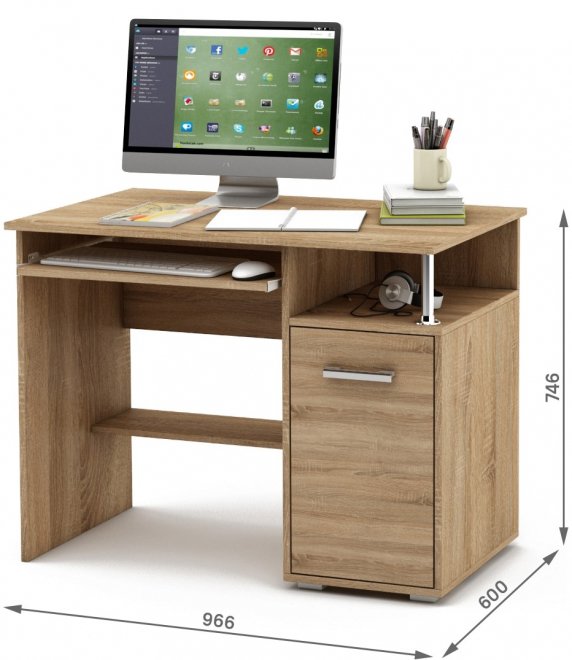 Компьютерный стол Амбер-1К дуб сонома