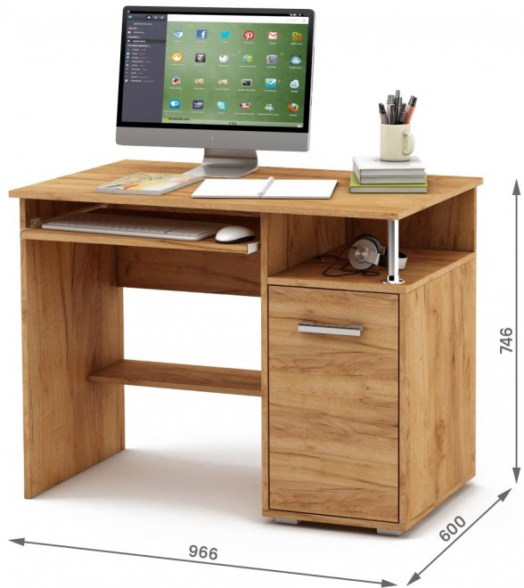 Компьютерный стол Амбер-1К дуб золотистый