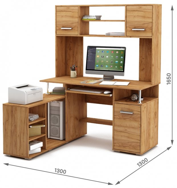 Компьютерный стол Амбер-21К дуб золотистый