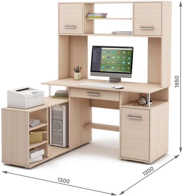 Компьютерный стол Амбер-21Я дуб молочный