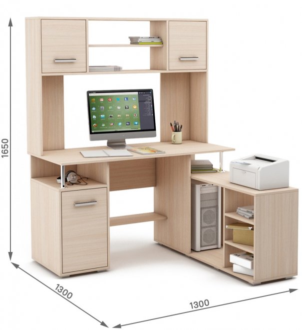 Компьютерный стол Амбер-22 дуб молочный