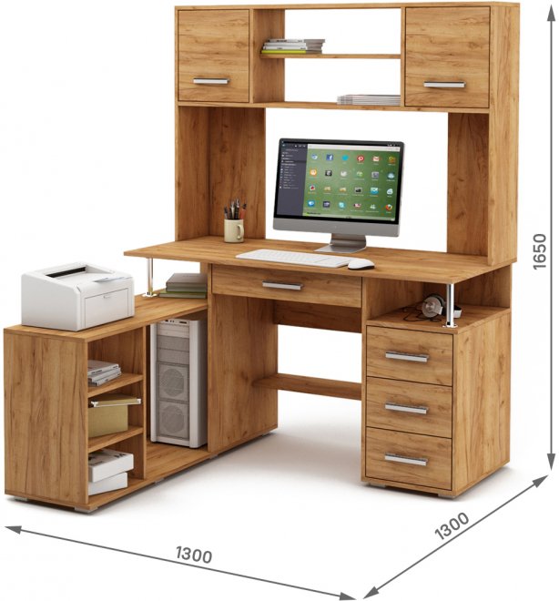 Компьютерный стол Амбер-23Я дуб золотистый