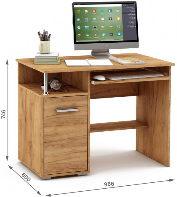 Компьютерный стол Амбер-2К дуб золотистый