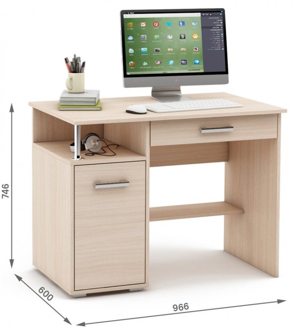 Компьютерный стол Амбер-2Я дуб молочный