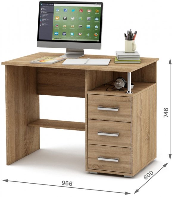 Компьютерный стол Амбер-3 дуб сонома