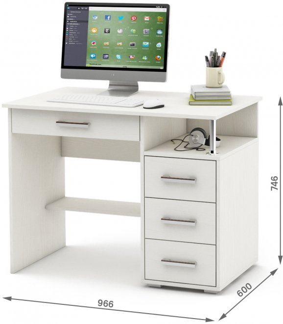 Компьютерный стол Амбер-3Я белый