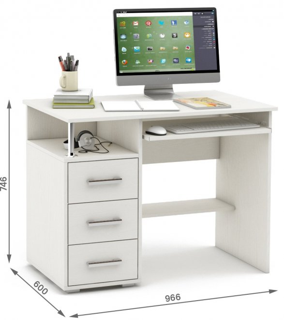 Компьютерный стол Амбер-4К белый