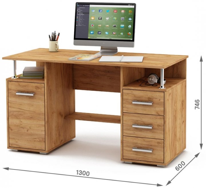 Компьютерный стол Амбер-6 дуб золотистый