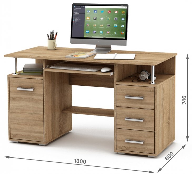Компьютерный стол Амбер-6К дуб сонома
