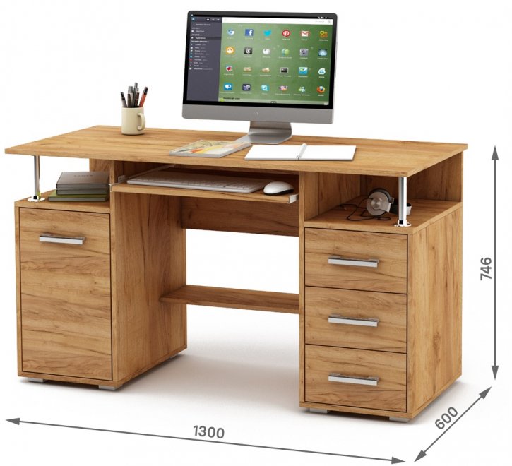 Компьютерный стол Амбер-6К дуб золотистый