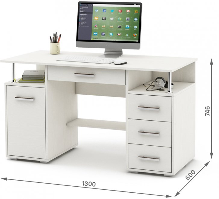 Компьютерный стол Амбер-6Я белый