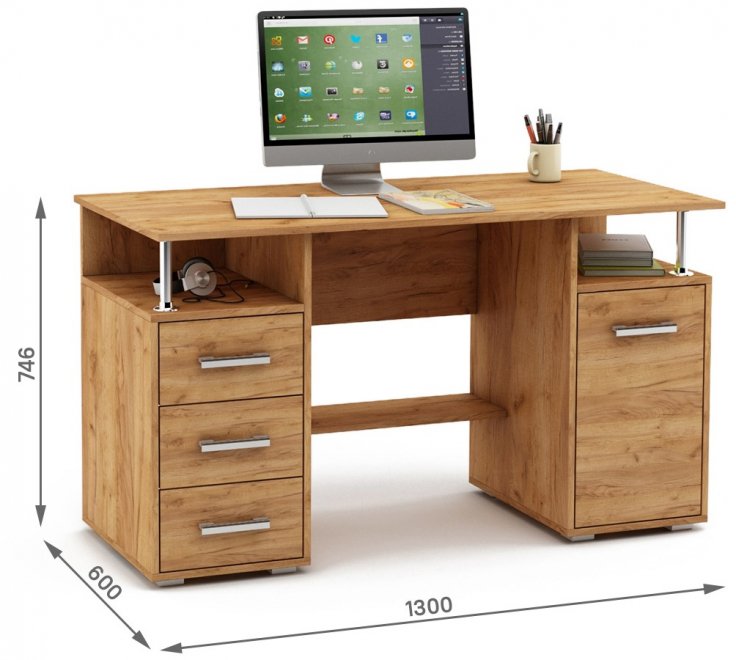 Компьютерный стол Амбер-7 дуб золотистый