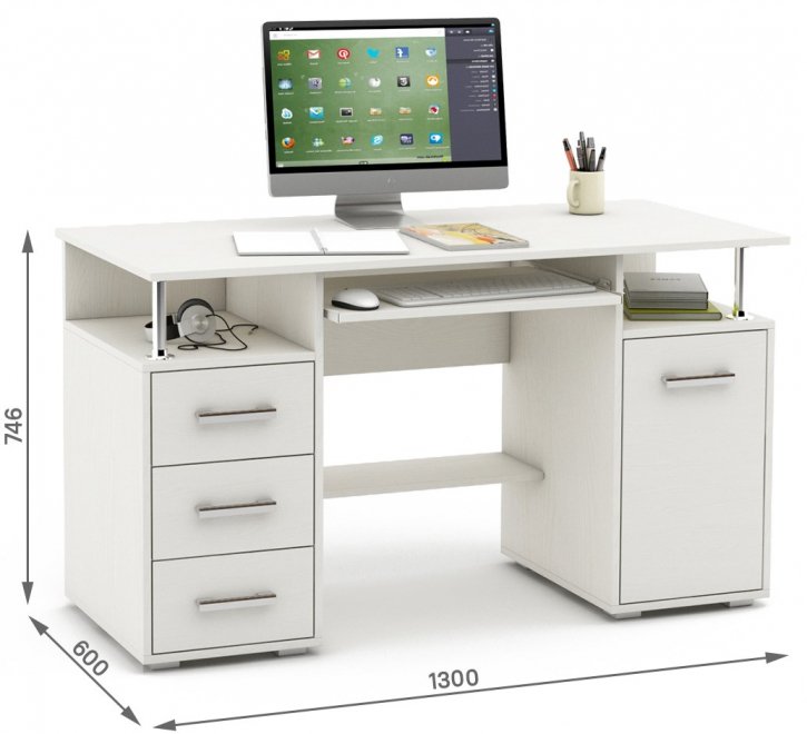 Компьютерный стол Амбер-7К белый