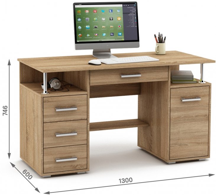 Компьютерный стол Амбер-7Я дуб сонома
