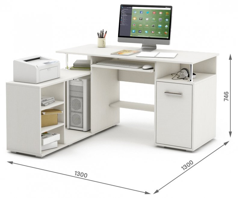 Компьютерный стол Амбер-9К белый