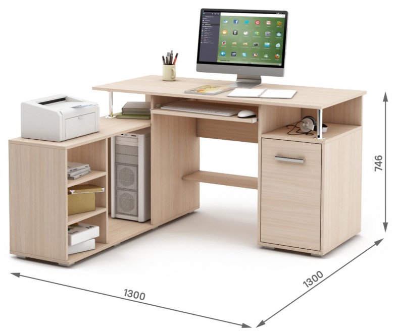 Компьютерный стол Амбер-9К дуб молочный