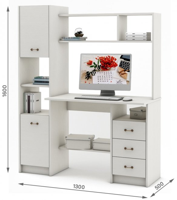 Компьютерный стол Август-3 белый