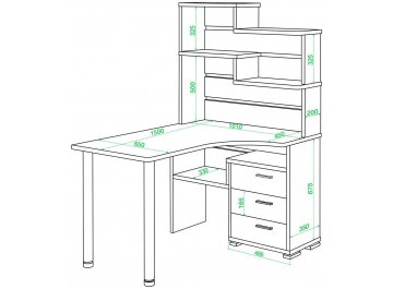 Компьютерный стол Даланта СР-132-150 ШК-Ч-левый