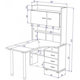 Компьютерный стол Домино СР-133-150 КШ-Ч-правый