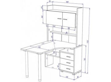 Компьютерный стол Даланта СР-133-150 КШ-Ч-правый