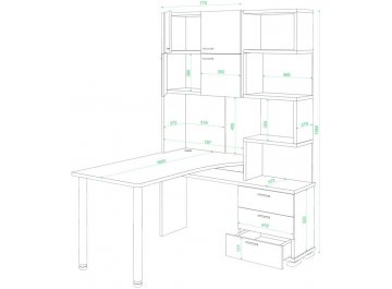 Компьютерный стол Домино СР-500М/160 ШКК-Ч-левый