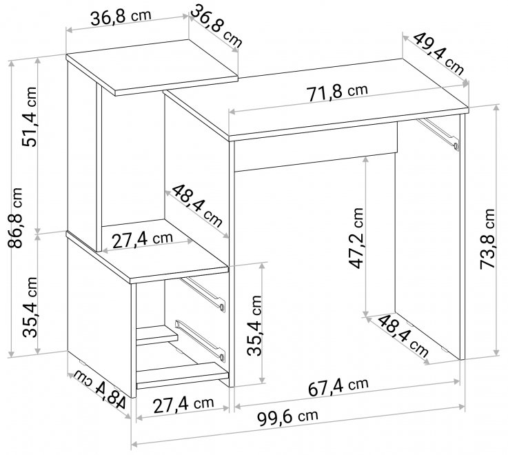 Компьютерный стол Джаз-24 левый дуб молочный