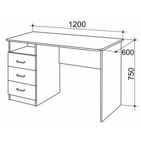 Компьютерный стол Галерея 1200 (с радиусной надстройкой) ясень шимо темный / крем / рисунок Париж