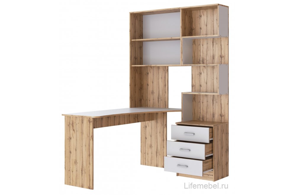 Компьютерный стол Ганор левый дуб вотан / белый