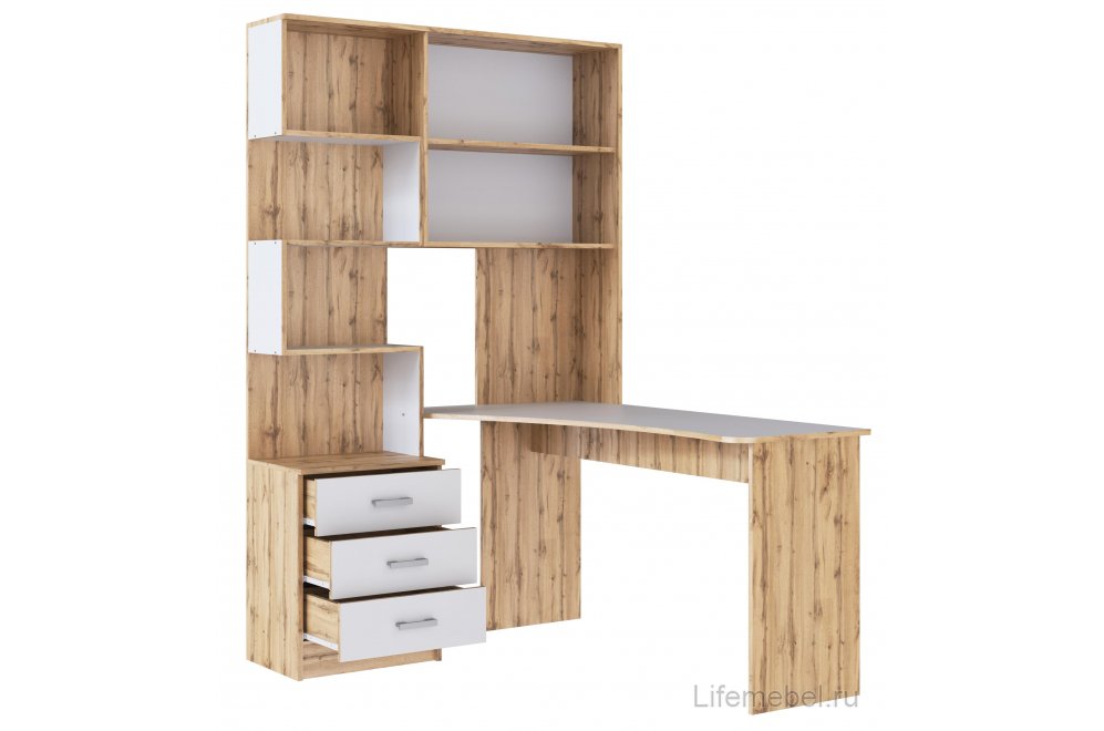 Компьютерный стол Ганор правый дуб вотан / белый