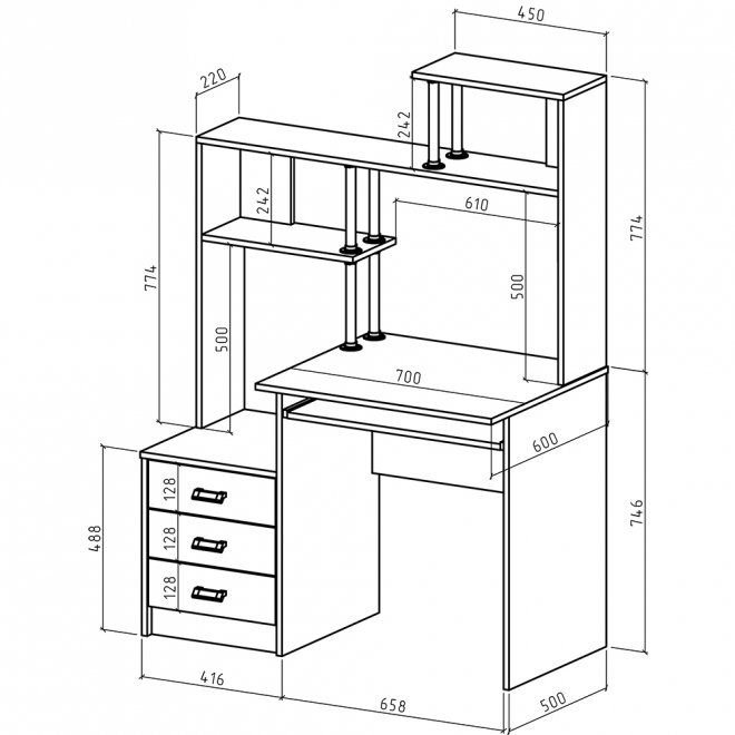 Компьютерный стол Имидж-25 дуб сонома