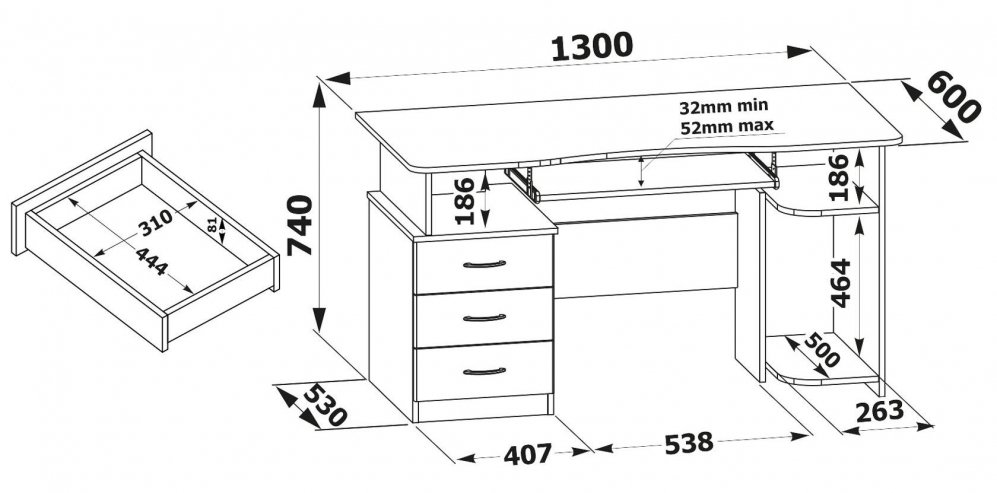 Компьютерный стол КСТ-08.1 дуб сонома