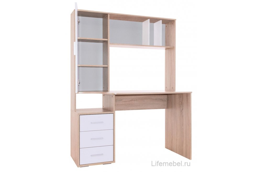 Компьютерный стол КСТ-16 левый дуб сонома / белый
