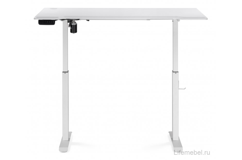 Компьютерный стол Маркос с механизмом подъема 140х80х75 белый / шагрень белая