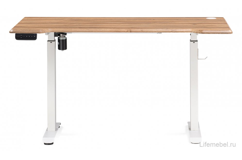 Компьютерный стол Маркос с механизмом подъема 140х80х75 белый / вотан дуб