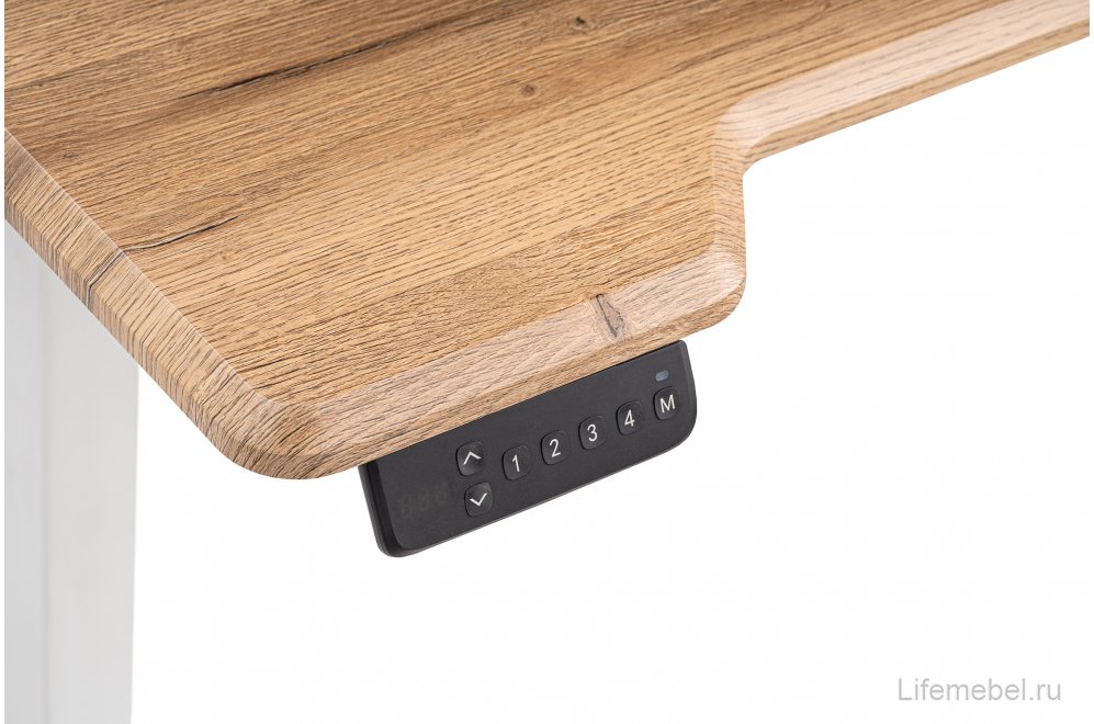 Компьютерный стол Маркос с механизмом подъема 140х80х75 белый / вотан дуб
